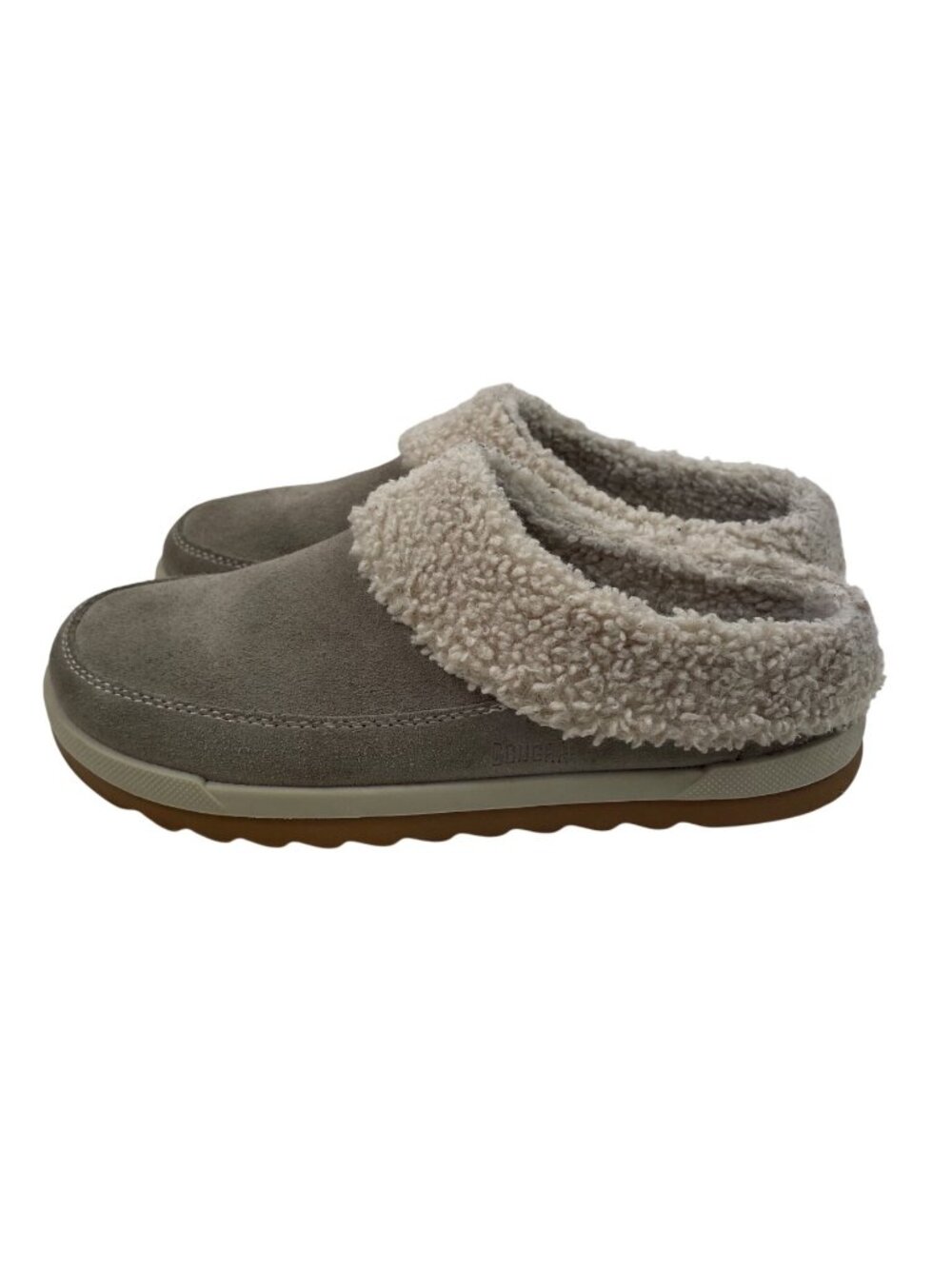 Cougar Liliana Slippers Gray Suede Sherpa Lined Womens Size 8